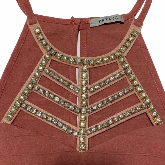 PAPAYA Mauve Rhinestone Embellished Mini Dress S - Picture 10 of 13